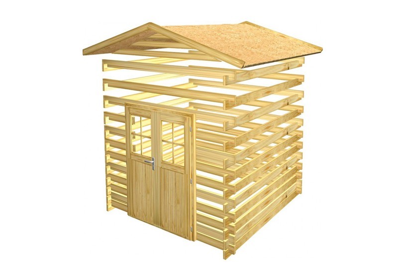 Woodfeeling Holz-Gartenhaus Radur 0 Satteldach 28 mm Blockbohlenhaus Mittelwandhaus- natur