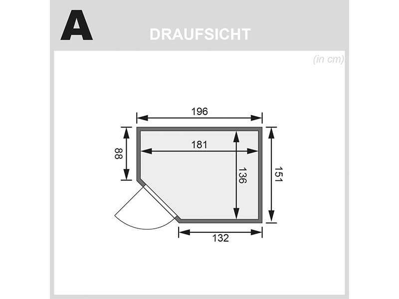 Karibu 68mm Systembausauna Carin - Eckeinstieg - Ganzglastür graphit - ohne Dachkranz