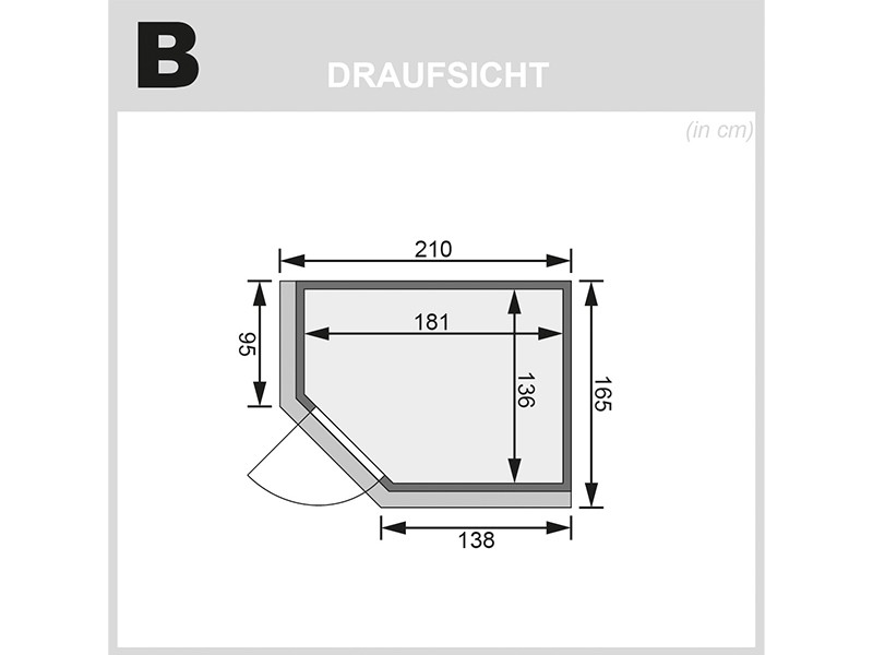 Karibu 68mm Systembausauna Carin - Eckeinstieg - Ganzglastür graphit - mit Dachkranz