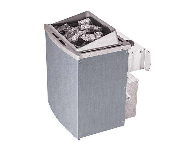 Karibu 68mm Systembausauna Gobin - Fronteinstieg - Energiespartür - ohne Dachkranz - 9kW Saunaofen mit integr. Steuerung