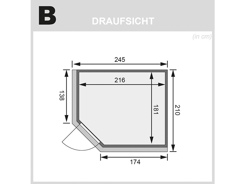 Karibu 68mm Systembausauna Malin - Eckeinstieg - Ganzglastür graphit - mit Dachkranz - 9kW Saunaofen mit integr. Steuerung