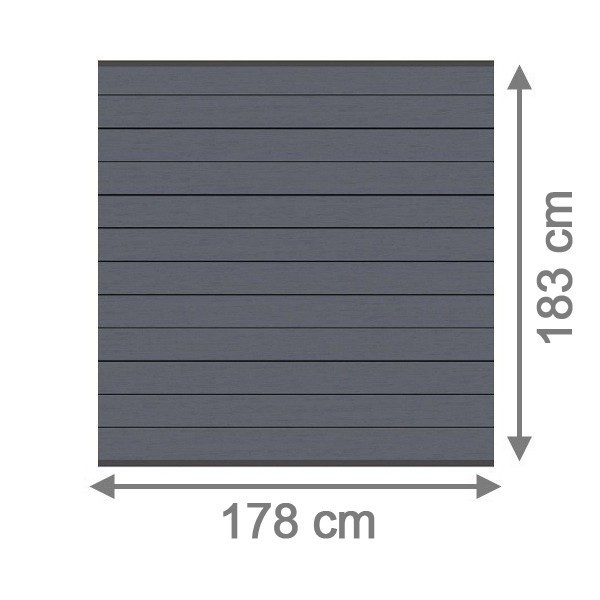 TraumGarten Sichtschutzzaun System WPC Set anthrazit / anthrazit - 178 x 183 cm