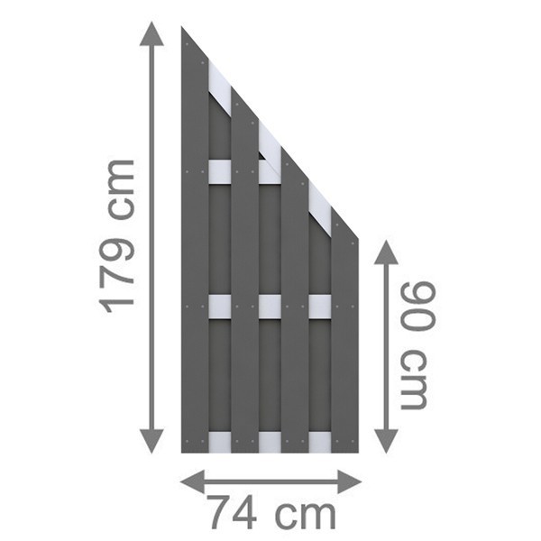 TraumGarten Sichtschutzzaun JUMBO WPC ALU Anthrazit/Alu Anschluss - 74 x 179 auf 90 cm