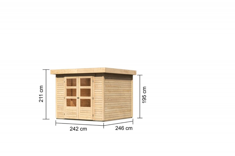 Woodfeeling Holz-Gartenhaus Askola 3,5 - 19 mm Schraub-/Stecksystem - naturbelassen