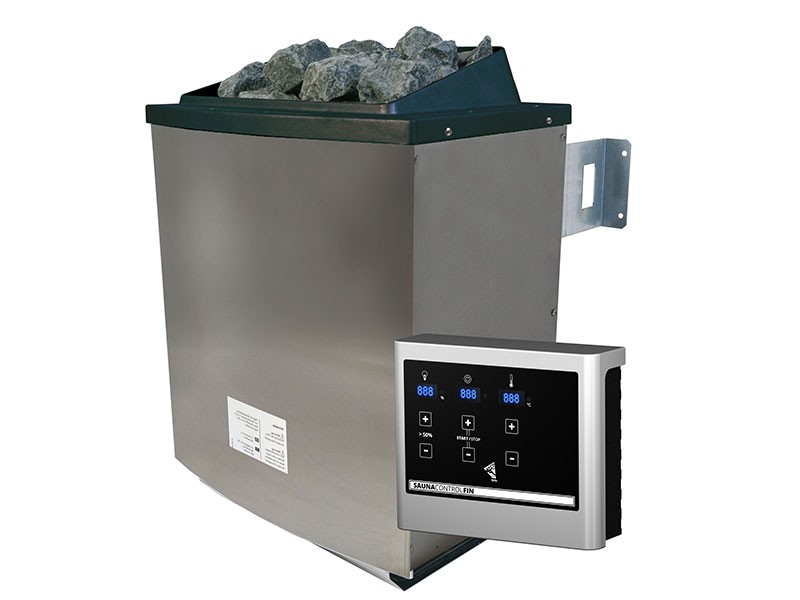 Karibu 38mm Saunahaus Cuben - inkl. Dachfolie - naturbelassen - 9kW Saunaofen mit externer Steuerung Easy 