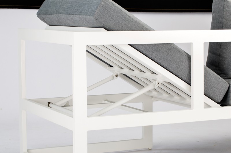 Best Lounge-Gruppe Rhodos 3-tlg. - 212x212 cm - Aluminium/Sensotex - weiß/grau - verstellbares Kopfelement