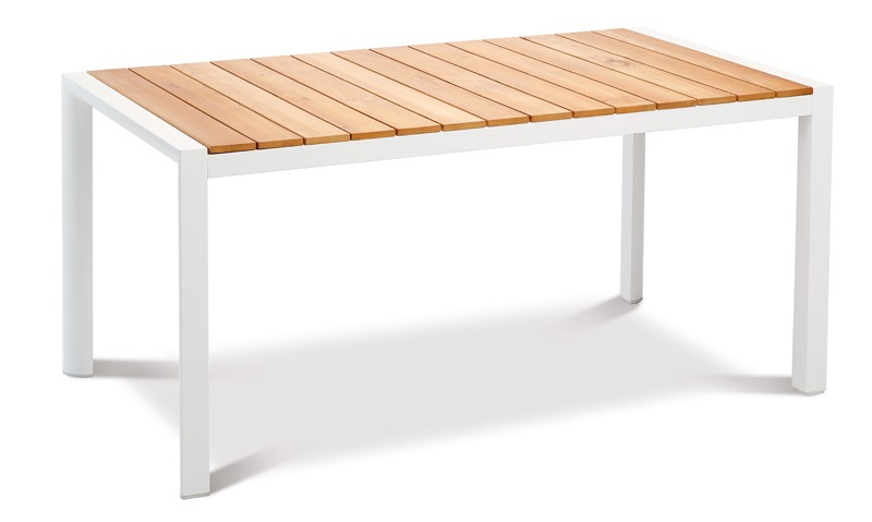 Best Gartentisch Paros - Dining-Teakholz Tisch - rechteckig - Aluminium/Teakholz - weiß/Teakholz - 160 x 90 x 76 cm