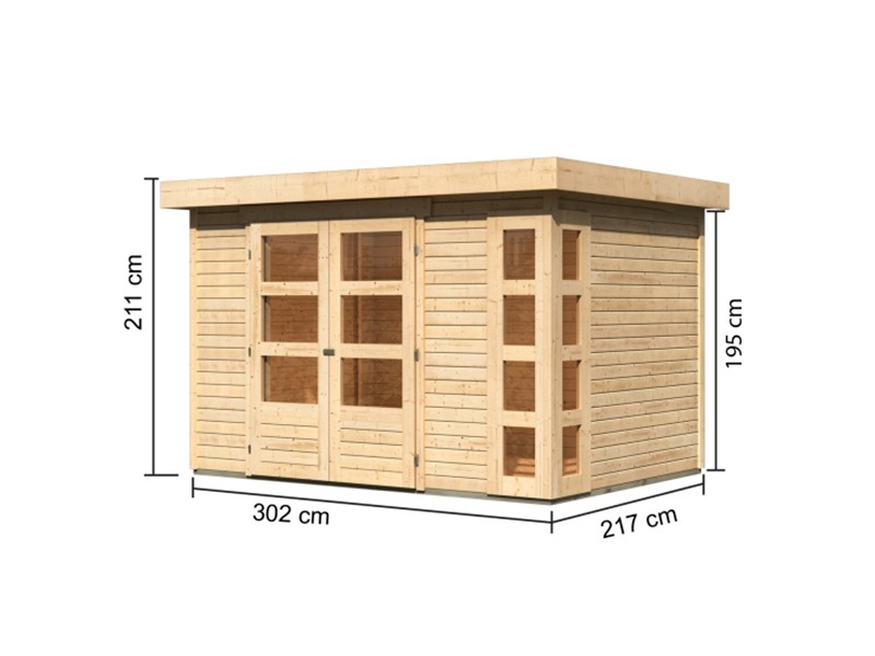 Woodfeeling Holz-Gartenhaus Kerko 4 - 19 mm Schraub-/Stecksystem - naturbelassen