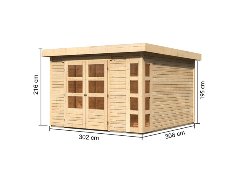 Woodfeeling Holz-Gartenhaus Kerko 6 - 19 mm Schraub-/Stecksystem - naturbelassen