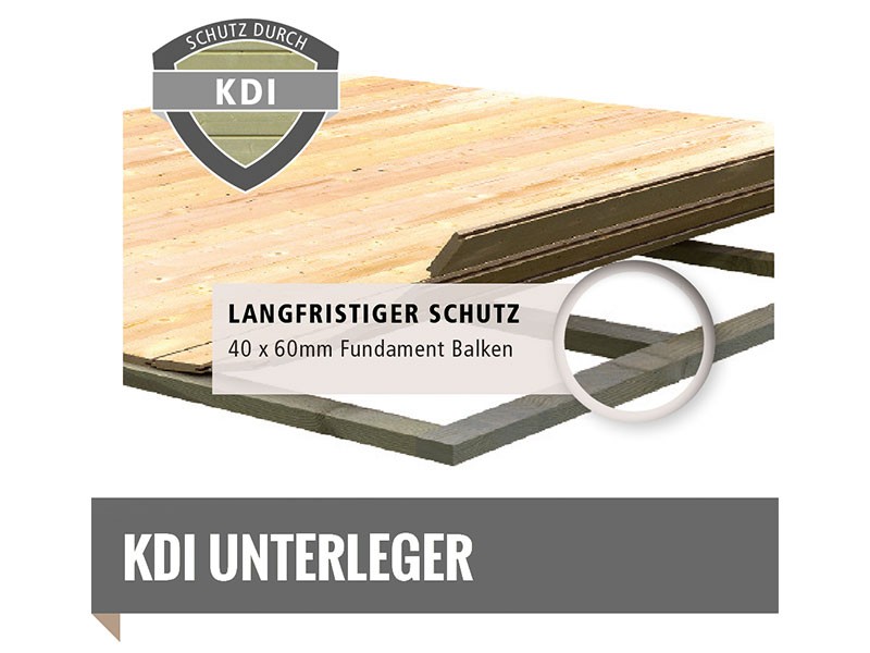 Woodfeeling Holz-Gartenhaus Kerko 4 mit Anbaudach 2,4m - 19 mm Schraub-/Stecksystem - naturbelassen