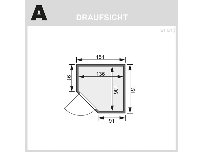 Karibu 68mm Systembausauna Larin - Eckeinstieg - Ganzglastür klar - ohne Dachkranz