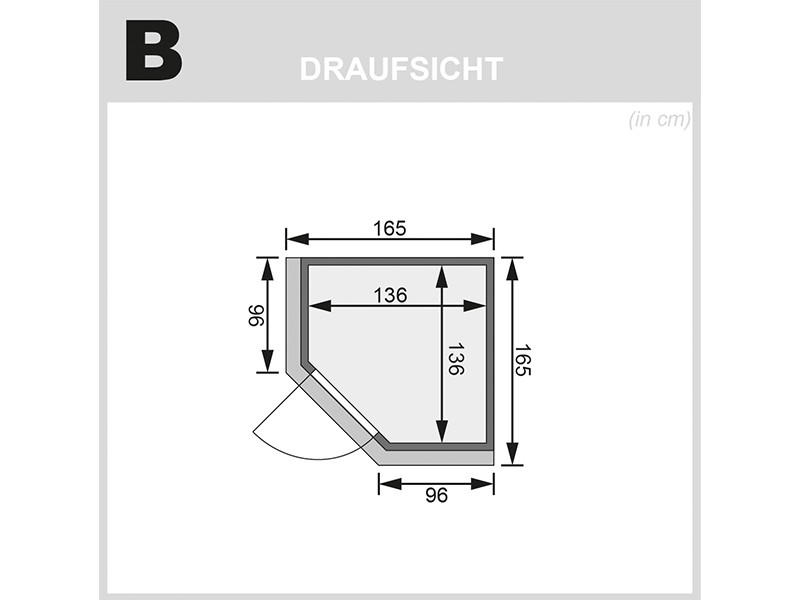Karibu 68mm Systembausauna Larin - Eckeinstieg - Ganzglastür klar - mit Dachkranz