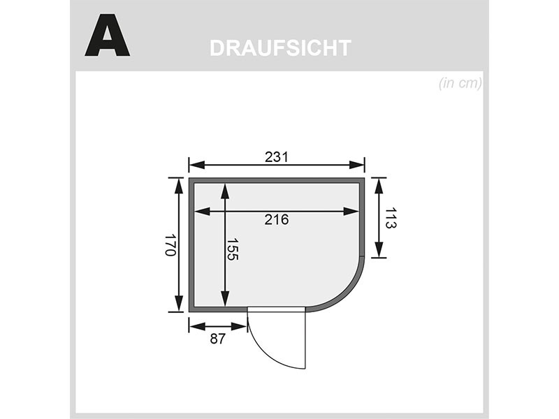 Karibu 68mm Systembausauna Titania 4 - Fronteinstieg - Energiespartür - abgerundete Ecke