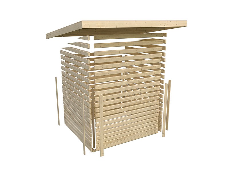 Karibu 38 mm Saunahaus Jorgen - Pultdach - Moderne Saunatür - naturbelassen