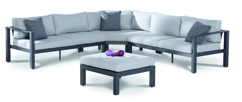 Best Lounge-Gruppe Valencia 5 Sitze + Tisch, Farbe: anthrazit-grau