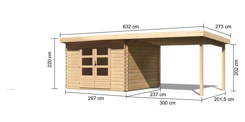 Woodfeeling Holz-Gartenhaus Pultdach Bastrup 3 - 28 mm - 3 m inkl. Schleppdach