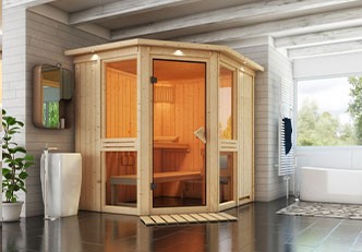 Sauna mit Glasfront im Haus