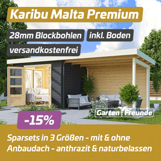 Gartenhaus Angebot Karibu Malta Premium 15% - Instagram-Beitrag