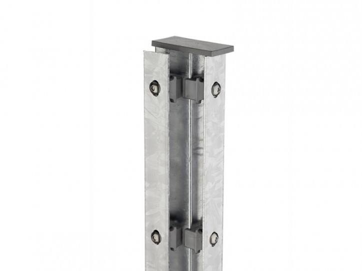 Deutsche Zauntechnik Eckpfosten Typ AAE - für Doppelstabmattenzaun - silber - 220 cm