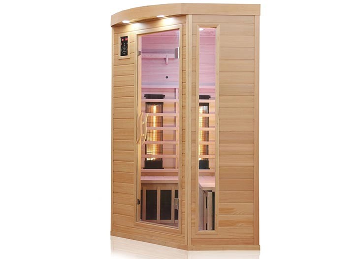 Dewello Infrarotkabine Lakefield 3 - 120 x 120 Dual Therm - Infrarotsauna - Ecksauna