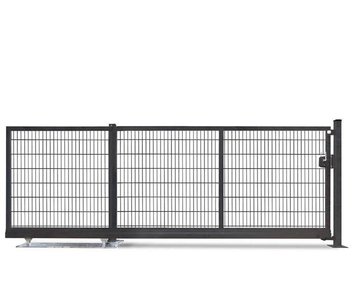 Deutsche Zauntechnik Doppelstabmattenzaun Schiebetor V-Star F60 - 8/6/8 - Gartentor / Metallzaun - anthrazit - 350 x 160 cm