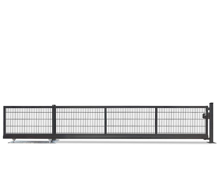 Deutsche Zauntechnik Doppelstabmattenzaun Schiebetor V-Star F60 - 8/6/8 - Gartentor / Metallzaun - anthrazit - 450 x 100 cm