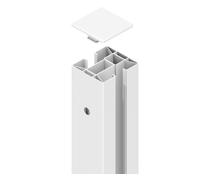 TraumGarten Zaunpfosten SYSTEM Klemmpfosten Set Weiß - 8 x 8 x 193 cm