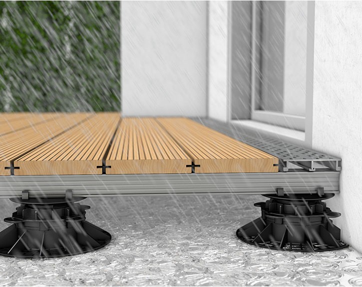 aMbooo Terrasse Drainage-Diele - Aluminium - 2000 x 150 x 20 mm