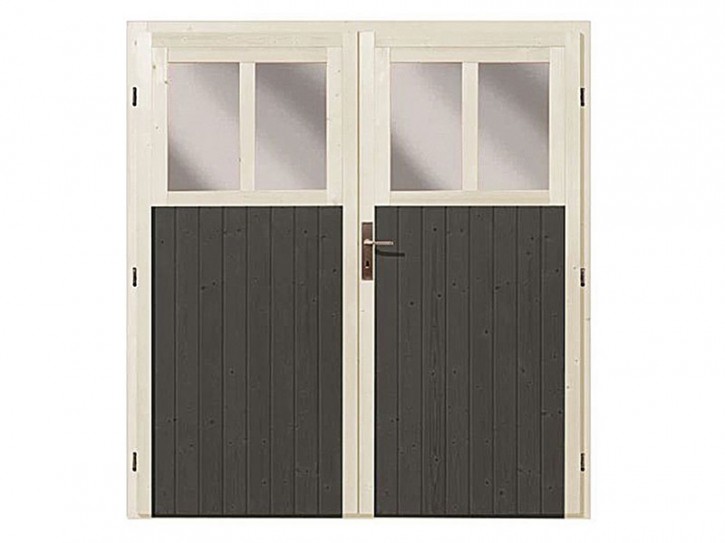 Karibu Doppelflügeltür für Gartenhaus Wandlitz - terragrau