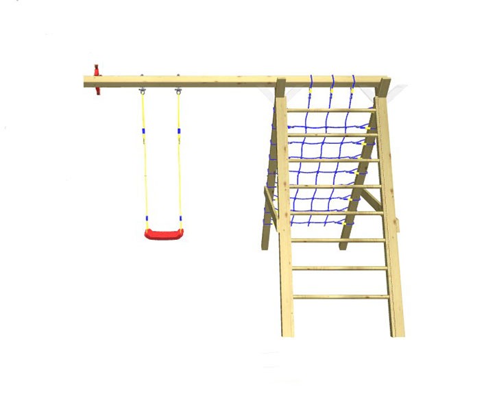 WINNETOO Spielturm Schaukelanbau mit Kletternetz - zum Einbetonieren