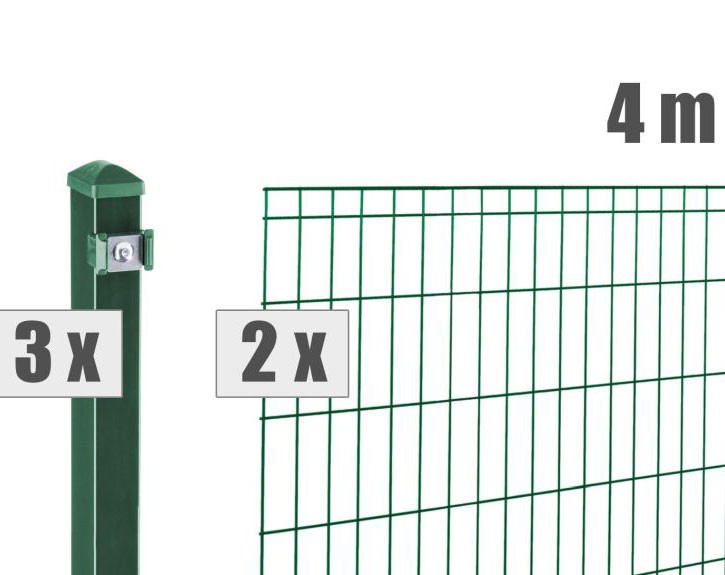 Deutsche Zauntechnik Doppelstabmattenzaun Komplettset MICHL - moosgrün - 4x0,8m