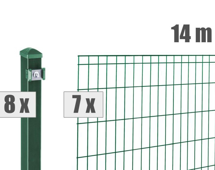 Deutsche Zauntechnik Doppelstabmattenzaun Komplettset MICHL - moosgrün - 14x1m