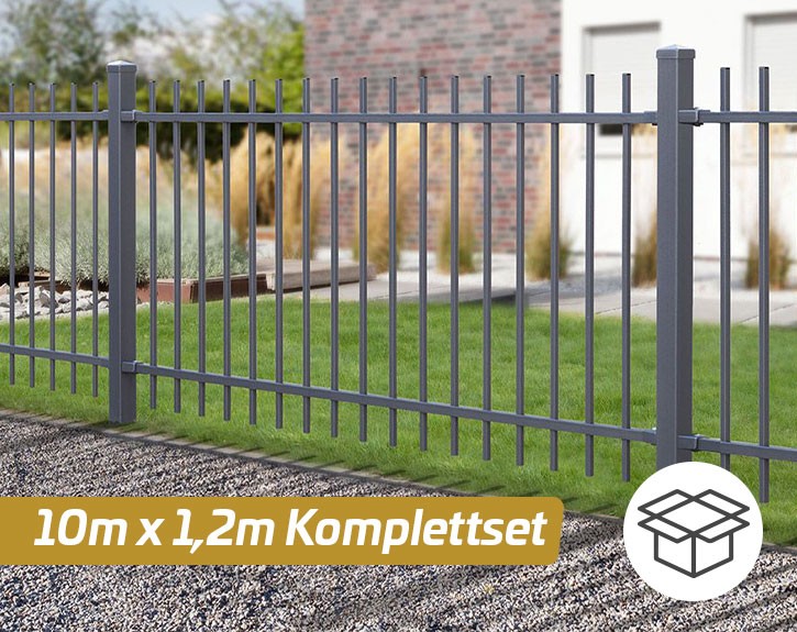 Deutsche Zauntechnik Schmuckzaun Komplettset Residenz select BRIENZ+ - Metallzaun / Vorgartenzaun - anthrazit - 10 x 1,2 m