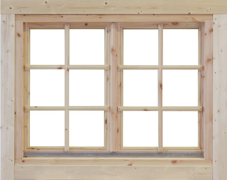 Finnhaus Wolff Holz-Doppelfenster Alina 28 für 28mm Gartenhaus - natur