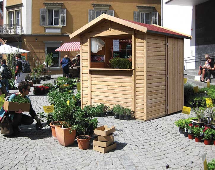 Karibu Holz Verkaufshaus 1 - 19mm Elementhaus - Satteldach - natur