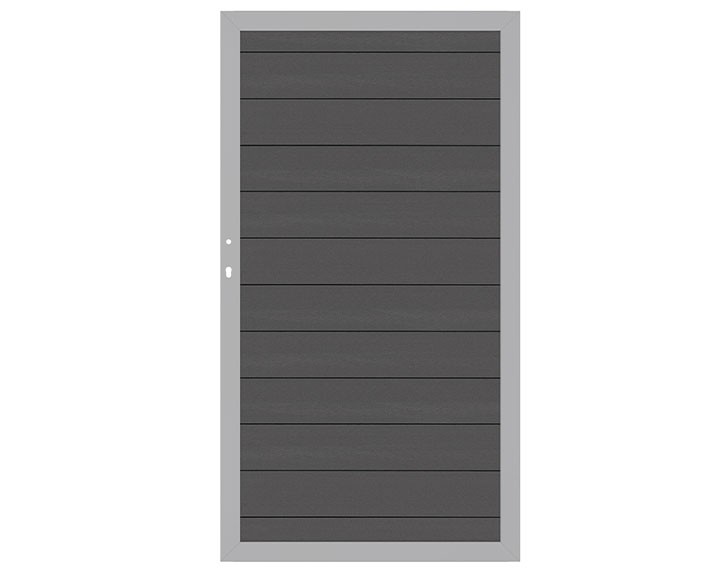 TraumGarten Gartentor SYSTEM WPC CLASSIC Anthrazit/Silber Einzeltor DIN links - WPC-Zaun - 98 x 180 cm