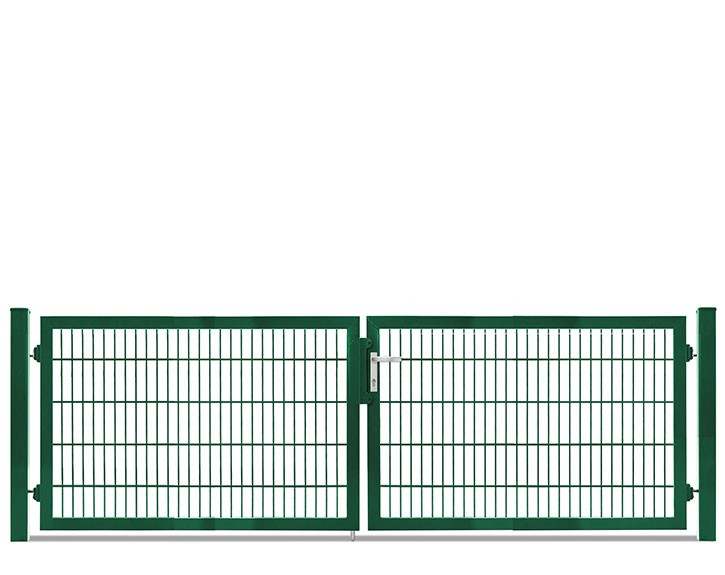Deutsche Zauntechnik Doppelstabmattenzaun Doppeltor VARIO plus S - Gartentor / Metallzaun - moosgrün - 264 x 100 cm