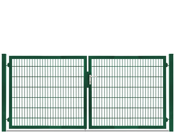Deutsche Zauntechnik Doppelstabmattenzaun Doppeltor VARIO plus S - Gartentor / Metallzaun - moosgrün - 314 x 140 cm