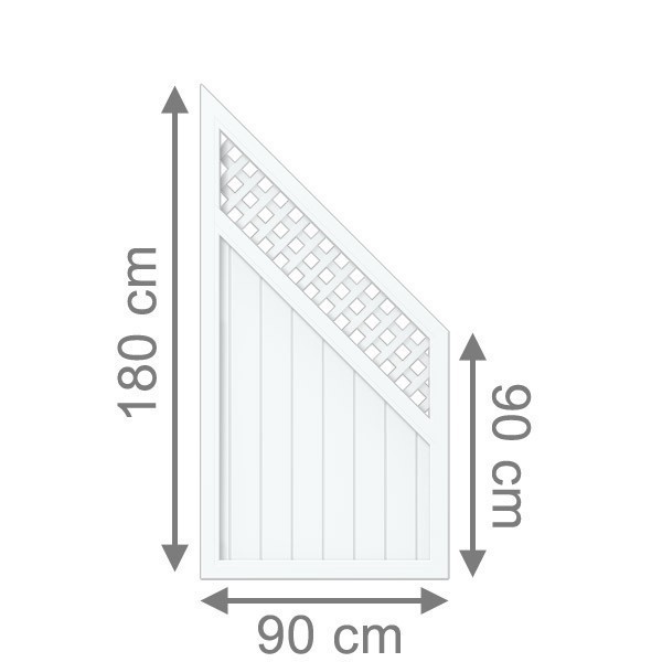 TraumGarten Sichtschutzzaun LONGLIFE RIVA Weiß Anschluss mit Gitter - 90 x 180 auf 90 cm