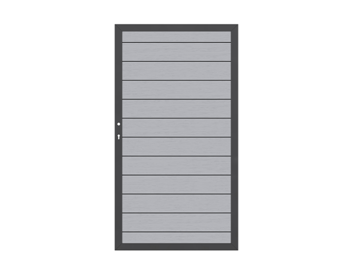 TraumGarten Sichtschutzzaun Gartentor SYSTEM WPC CLASSIC Grau/Anthrazit Einzeltor DIN links - WPC-Zaun - 98 x 180 cm