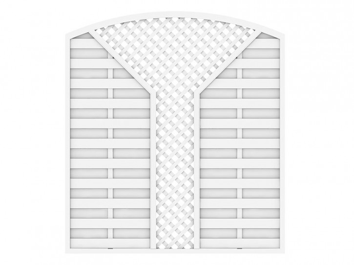 TraumGarten Sichtschutzzaun LONGLIFE ROMO Weiß Rundbogen mit V-Gitter - 180 x 180 (196) cm
