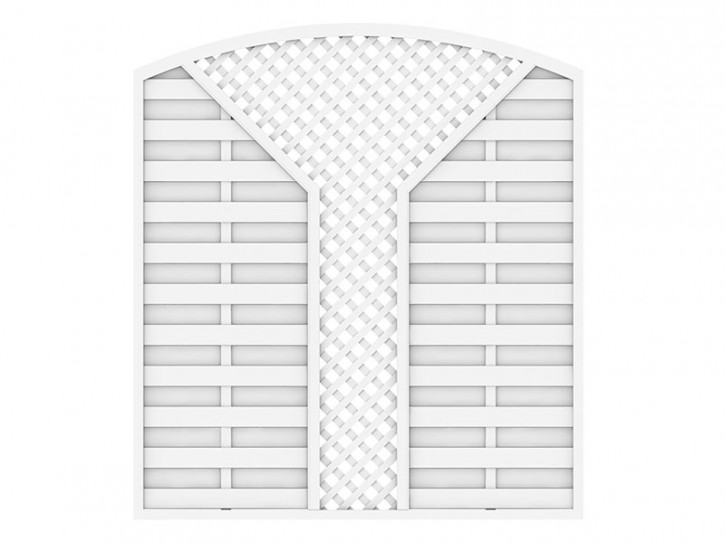 TraumGarten Sichtschutzzaun LONGLIFE ROMO Weiß Rundbogen mit V-Gitter - 180 x 180 (196) cm