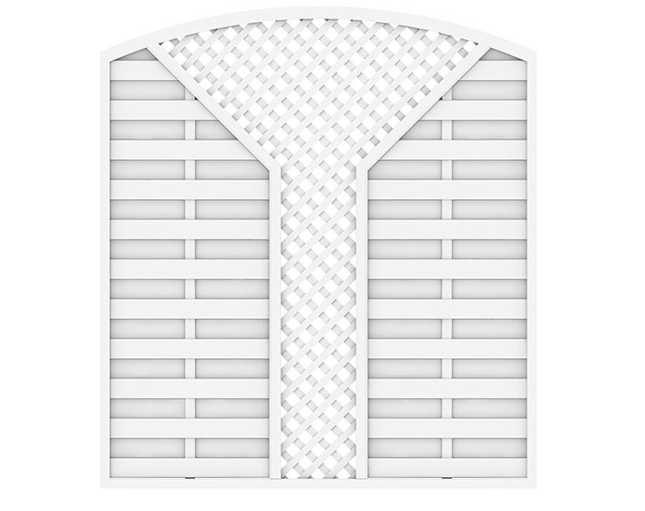 TraumGarten Sichtschutzzaun LONGLIFE ROMO Weiß Rundbogen mit V-Gitter - Kunststoffzaun - 180 x 180 (196) cm