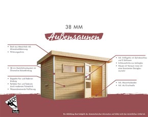 Karibu Gartensauna Skrollan 3 + Vorraum + 9kW Bio-Kombiofen + externe Steuerung - 38mm Saunahaus - Pultdach - Moderne Saunatür - terragrau