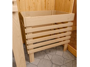 Karibu Innensauna Alcinda + Glasfront + Superior-Ausstattung + Dachkranz - 68mm Elementsauna - Ecksauna
