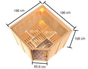 Karibu Innensauna Kotka - 68mm Elementsauna - Ecksauna