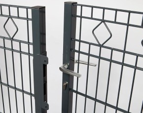 Deutsche Zauntechnik Schmuckzaun Doppeltor VARIO Residenz standard BARCELONA - Gartentor / Metallzaun - silber - 330 x 120 cm