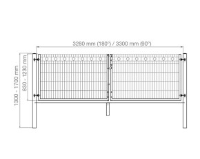 Deutsche Zauntechnik Schmuckzaun Doppeltor VARIO Residenz standard BARCELONA - Gartentor / Metallzaun - silber - 330 x 120 cm
