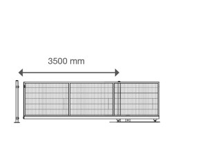 Deutsche Zauntechnik Doppelstabmattenzaun Schiebetor V-Star F60 - 8/6/8 - Gartentor / Metallzaun - silber - 350 x 120 cm