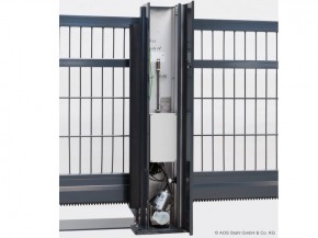 Deutsche Zauntechnik Doppelstabmattenzaun Schiebetor V-Star F60 - 8/6/8 - anthrazit - 4500 x 1200 mm - elektrisch betrieben